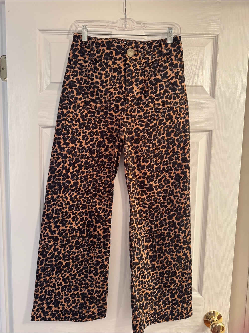 Maeve Collette Leopard Print Wide Leg Cropped Pants - Black and Tan
